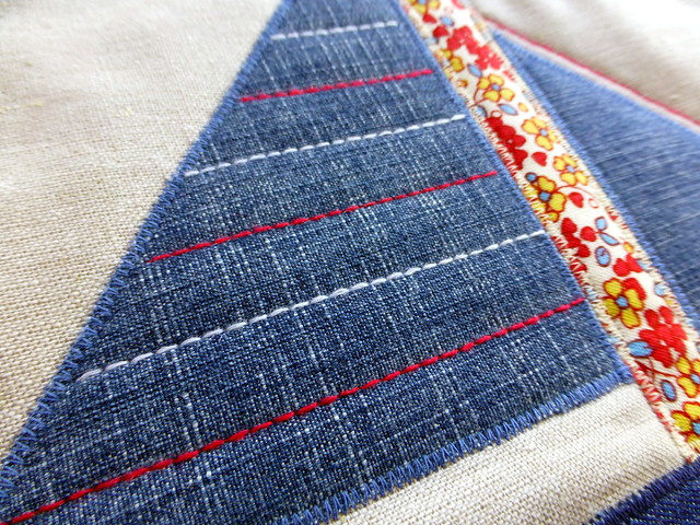 Denim Sailboat Cushion (Pretty Patches July16)